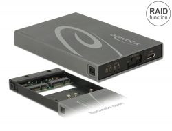 42590 Delock Carcasa externa 2 x Unidad de estado sólido mSATA > USB 3.1 Gen 2 USB Type-C™ hembra con RAID