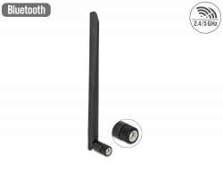 12636 Delock WLAN 802.11 a/ax/a/b/g/n Antenna RP-SMA plug 5 dBi 20 cm omnidirectional with tilt joint flexible and rubber surface black