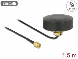 66285 Delock WLAN 802.11 b/g/n Antenna RP-SMA plug 2 dBi fixed omnidirectional with connection cable RG-174 1.5 m outdoor black