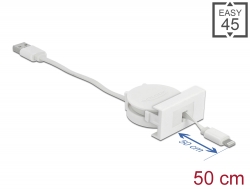 81331 Delock Câble rétractable USB 2.0 de module Easy 45 USB Type-A à 8 broches Lightning, femelle, blanc