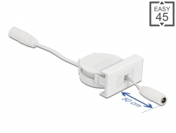 81376 Delock Napájecí zatažitelný kabel Modul Easy 45, stejnosměrný, rozměr 5,5 x 2,1 mm, zásuvka / zásuvka, bílý