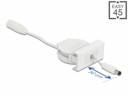 81377 Delock Cable retráctil de alimentación del módulo Easy 45 DC 5,5 x 2,1 mm hembra / macho blanco