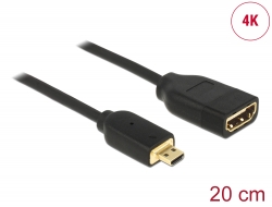 65687 Delock Cable High Speed HDMI with Ethernet – HDMI Micro-D male > HDMI-A female 3D 4K 20 cm
