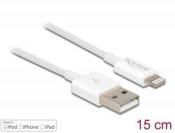 83001 Delock Καλώδιο USB δεδομένων και τροφοδοσίας για iPhone™, iPad™, iPod™ λευκό 15 εκ.