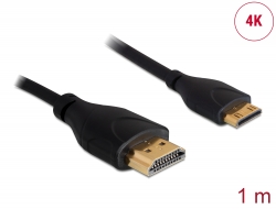 83132 Delock Καλώδιο HDMI υψηλής ταχύτητας με Ethernet - HDMI-A αρσενικό > HDMI Mini-C αρσενικό 4K 1 m Slim