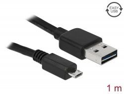 83366 Delock Kabel EASY-USB 2.0 Typ-A hane > USB 2.0 Typ Micro-B hane 1 m svart