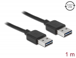 83460 Delock Przewód EASY-USB 2.0 Typu-A, wtyk męski > EASY-USB 2.0 Typu-A, wtyk męski, 1 m, czarny