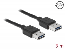 83462 Delock Przewód EASY-USB 2.0 Typu-A, wtyk męski > EASY-USB 2.0 Typu-A, wtyk męski, 3 m, czarny