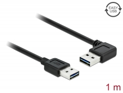 83464 Delock Kábel, EASY-USB 2.0-s A- típusú csatlakozódugó > EASY-USB 2.0-s-A-típusú csatlakozódugó, ívelt bal / jobb 1 m