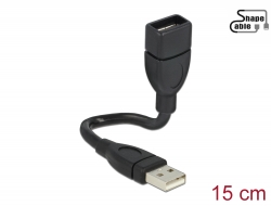 83497 Delock Cablu USB 2.0 Tip-A tată > USB 2.0 Tip-A mamă ShapeCable 0,15 m