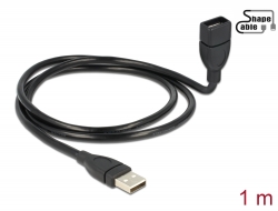 83500 Delock Kábel USB 2.0 A-típusú bementi csatlakozós > USB 2.0 A-típusú kimeneti csatlakozós ShapeCable (formázható kábel) 1 m