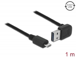 83535 Delock Kabel EASY-USB 2.0 Typ-A samec pravoúhlý nahoru / dolů > USB 2.0 Typ Micro-B samec 1 m