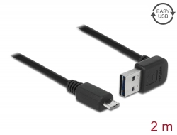 83536 Delock Cablu cu conector tată EASY-USB 2.0 Tip-A, în unghi sus / jos > conector tată USB 2.0 Tip Micro-B 2 m