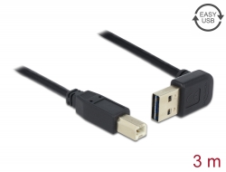 83541 Delock Câble EASY-USB 2.0 Type-A mâle coudé vers le haut / bas > USB 2.0 Type-B mâle 3 m