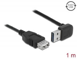 83547 Delock Bővítő kábel EASY-USB 2.0-s A típusú csatlakozódugó, ívelt felfelé / lefelé > USB 2.0 A-típusú hüvely fekete 1 m