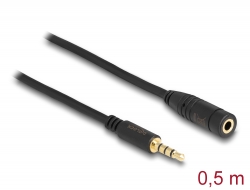 84716 Delock Stereo Jack prodlužovací kabel 3,5 mm 4 pin samec na samici 0,5 m černý