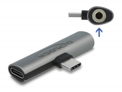 64113 Delock Adapter audio USB Type-C™ do żeński Stereo Jack i USB Type-C™ PD szary