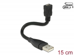 83920 Delock Cable USB 2.0 Type-A male > USB 2.0 Micro-B female ShapeCable 0.15 m
