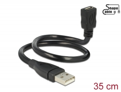 83921 Delock Kabel USB 2.0 Typ-A Stecker > USB 2.0 Micro-B Buchse ShapeCable 0,35 m