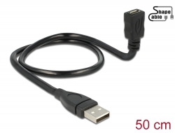 83922 Delock Kabel USB 2.0 Typ-A Stecker > USB 2.0 Micro-B Buchse ShapeCable 0,50 m
