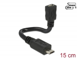 83923 Delock Kabel USB 2.0 Micro-B Stecker > USB 2.0 Micro-B Buchse OTG ShapeCable 0,15 m