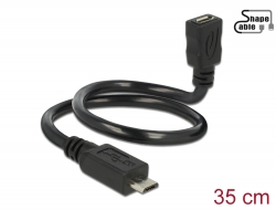 83924 Delock Kabel USB 2.0 Micro-B Stecker > USB 2.0 Micro-B Buchse OTG ShapeCable 0,35 m