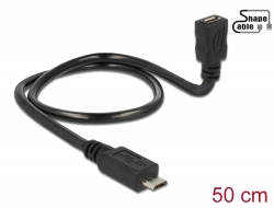 83925 Delock Kabel USB 2.0 Micro-B Stecker > USB 2.0 Micro-B Buchse OTG ShapeCable 0,50 m