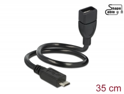 83927 Delock Kabel USB 2.0 Micro-B Stecker > USB 2.0 Typ-A Buchse OTG ShapeCable 0,35 m