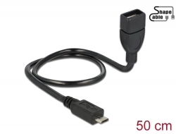 83928 Delock Kabel USB 2.0 Micro-B Stecker > USB 2.0 Typ-A Buchse OTG ShapeCable 0,50 m