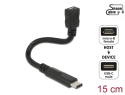83929 Delock Kabel USB 2.0 Micro-B Buchse > USB 2.0 Type-C™ Stecker ShapeCable 0,15 m