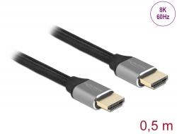 83994 Delock Ultra vysokorychlostní HDMI kabel, 48 Gbps, 8K 60 Hz, šedá 0,5 m certifikovaný