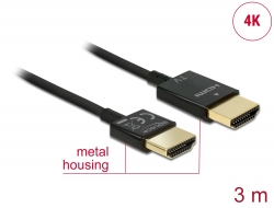84774 Delock Kabel High Speed HDMI s Ethernetem - HDMI-A samec > HDMI-A samec 3D 4K 3 m aktivní Slim High Quality