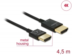 84775 Delock Kabel High Speed HDMI s Ethernetem - HDMI-A samec > HDMI-A samec 3D 4K 4,5 m aktivní Slim High Quality