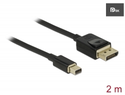 84928 Delock Mini DisplayPort à DisplayPort-kábel 8K 60 Hz 2 m DP 8K tanúsítvánnyal