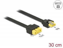84946 Delock Prodlužovací kabel SATA 6 Gb/s samice > SATA samec s pin 8 napájení latchtype 30 cm