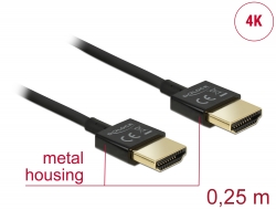 85117 Delock Nagysebességű HDMI-kábel Ethernettel - HDMI-A-csatlakozódugó > HDMI-A-csatlakozódugó, 3D, 4K, 0,25 m, vékony, prémium minőség