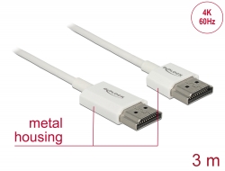 85138 Delock Nagysebességű HDMI-kábel Ethernettel - HDMI-A-csatlakozódugó > HDMI-A-csatlakozódugó, 3D, 4K, 3 m, aktív, vékony, prémium minőség