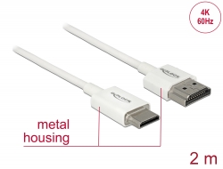 85144 Delock Przewód High Speed HDMI z siecią Ethernet - HDMI-A, męskie > HDMI Mini-C, męskie, 3D 4K, o długości 2 m, Slim High Quality