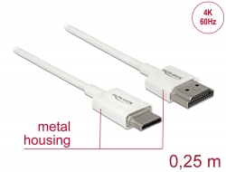 85140 Delock Przewód High Speed HDMI z siecią Ethernet - HDMI-A, męskie > HDMI Mini-C, męskie, 3D 4K, o długości 0,25 m, Slim High Quality