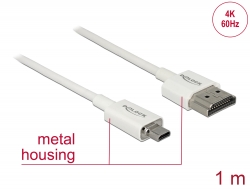 85149 Delock HDMI kabel velike brzine s Ethernetom - HDMI-A muški > HDMI Micro-D muški 3D 4K 1 m tanki High Quality