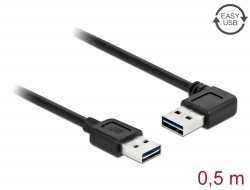 85176 Delock Kábel, EASY-USB 2.0-s A- típusú csatlakozódugó > EASY-USB 2.0-s-A-típusú csatlakozódugó, ívelt bal / jobb 0,5 m