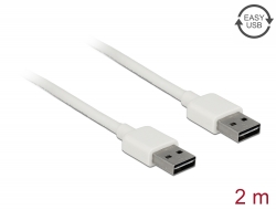 85194 Delock Cablu cu conector tată EASY-USB 2.0 Tip-A > conector tată EASY-USB 2.0 Tip-A, de 2 m, alb