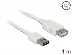 85199 Delock Καλώδιο επέκτασης EASY-USB 2.0 τύπου-A αρσενικό > USB 2.0 τύπου-A, θηλυκό λευκό 1 m 
