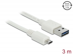 85204 Delock Câble EASY-USB 2.0 Type-A mâle > EASY-USB 2.0 Type Micro-B mâle 3 m blanc