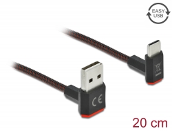 85274 Delock EASY-USB 2.0 Kabel Tip-A muški na USB Type-C™ kutni muški prema gore / prema dolje 0,2 m crni