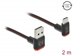 85278 Delock Καλώδιο EASY-USB 2.0 τύπου-Α αρσενικό προς USB Type-C™ αρσενικό με γωνία προς τα πάνω / κάτω 2 μ. μαύρο