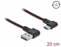 85279 Delock EASY-USB 2.0 Kabel Typ-A Stecker zu USB Type-C™ Stecker gewinkelt links / rechts 0,2 m schwarz