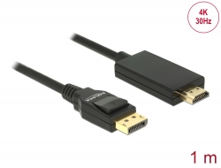 85316 Delock Kábel DisplayPort 1.2 dugó > High Speed HDMI-A dugó passzív 4K 30 Hz 1 m fekete