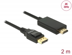 85317 Delock Kábel DisplayPort 1.2 dugó > High Speed HDMI-A dugó passzív 4K 30 Hz 2 m fekete
