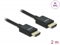 85385 Delock Cablu HDMI coaxial de mare viteză 48 Gbps 8K 60 Hz, negru, 2 m